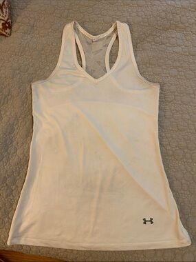 Under Armour White V-Neck Racerback Tank with Mesh Back